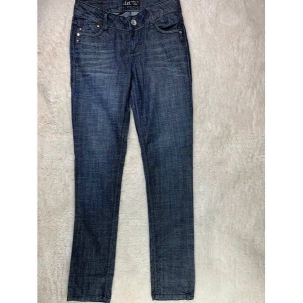 L E I Size 3 Womens Ashley Troubl Skinny Jeans Stretch Med Wash Low Rise